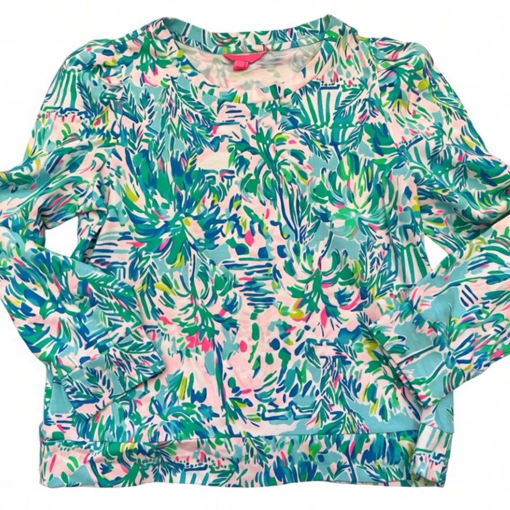 Lilly Pulitzer Floral Long Sleeve Top in Blue and Pink